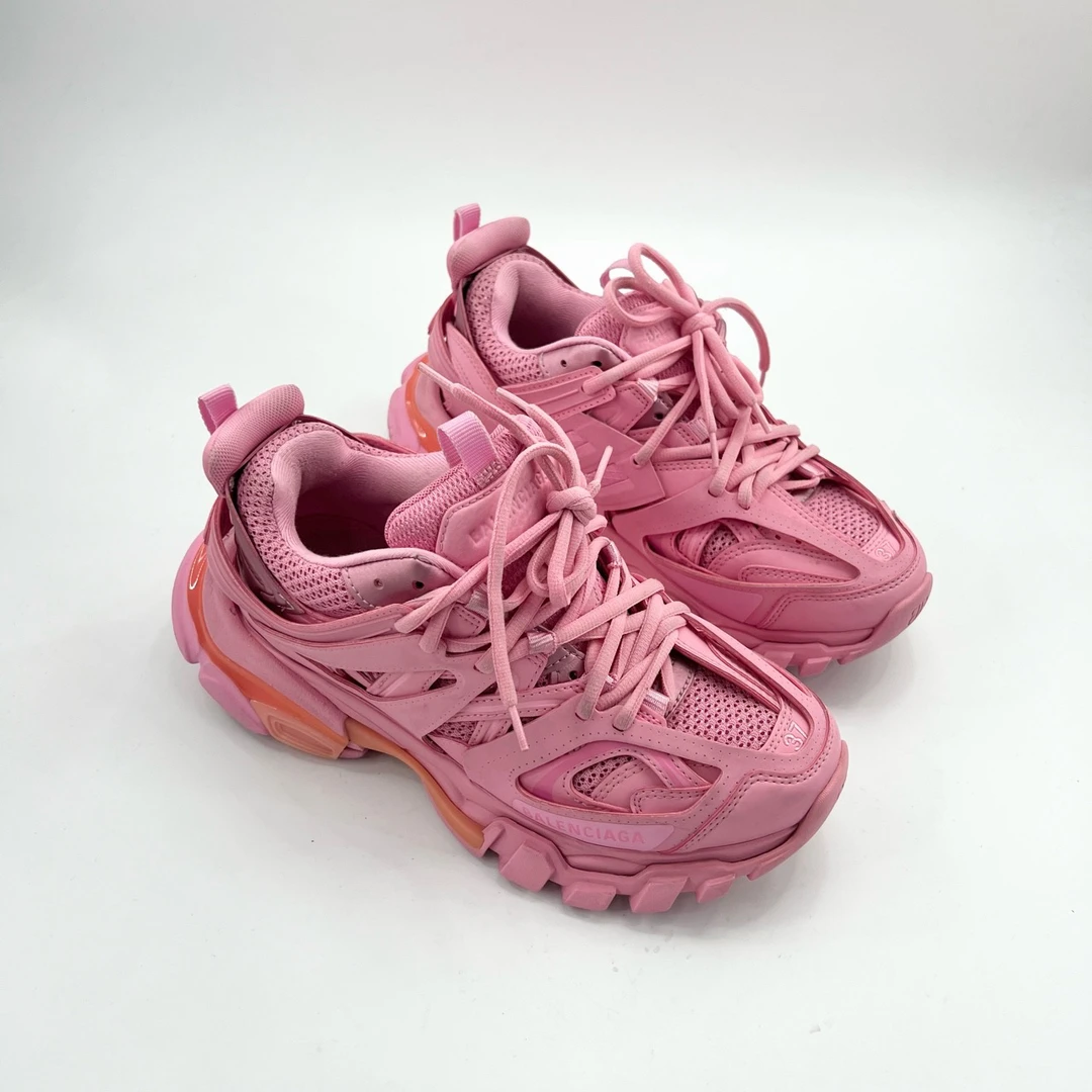 95新 Balenciaga/巴黎世家 37码/粉色track老爹鞋/pp426239