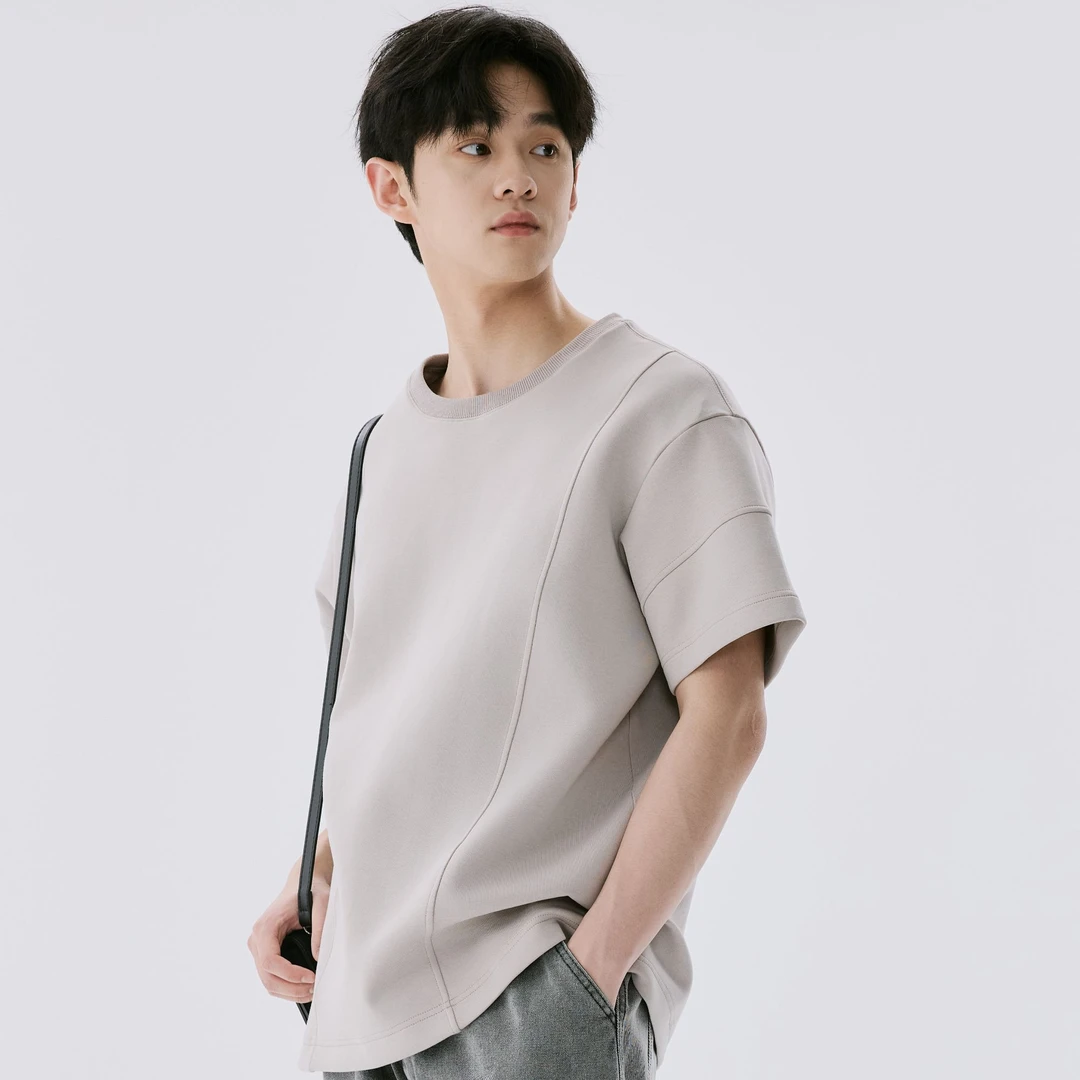 短袖夏季零压明线男士T恤男士潮流百搭套装组合