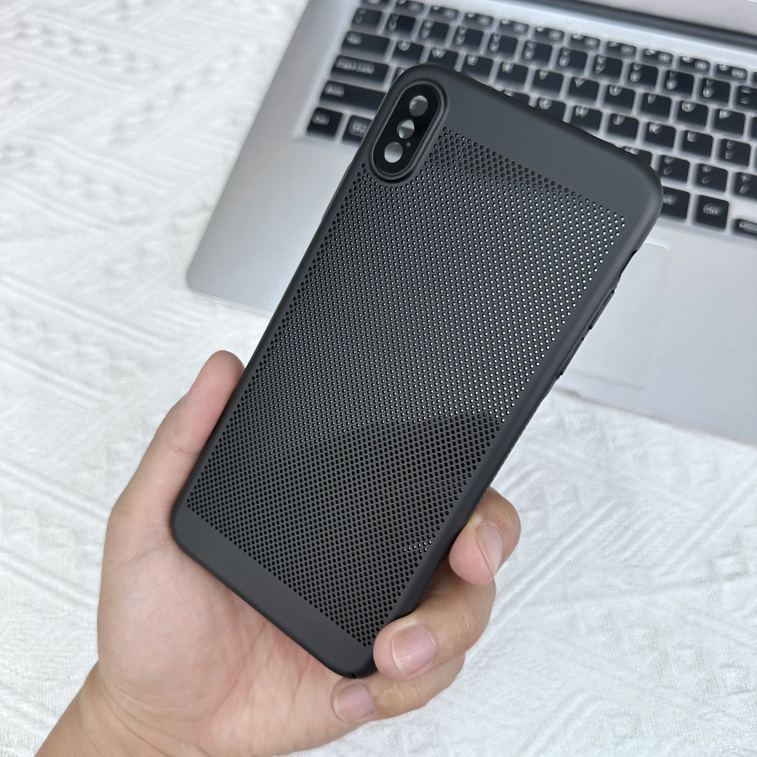 适用于苹果X/XR/XS/XSMax手机壳镂空网孔全包散热简约磨砂