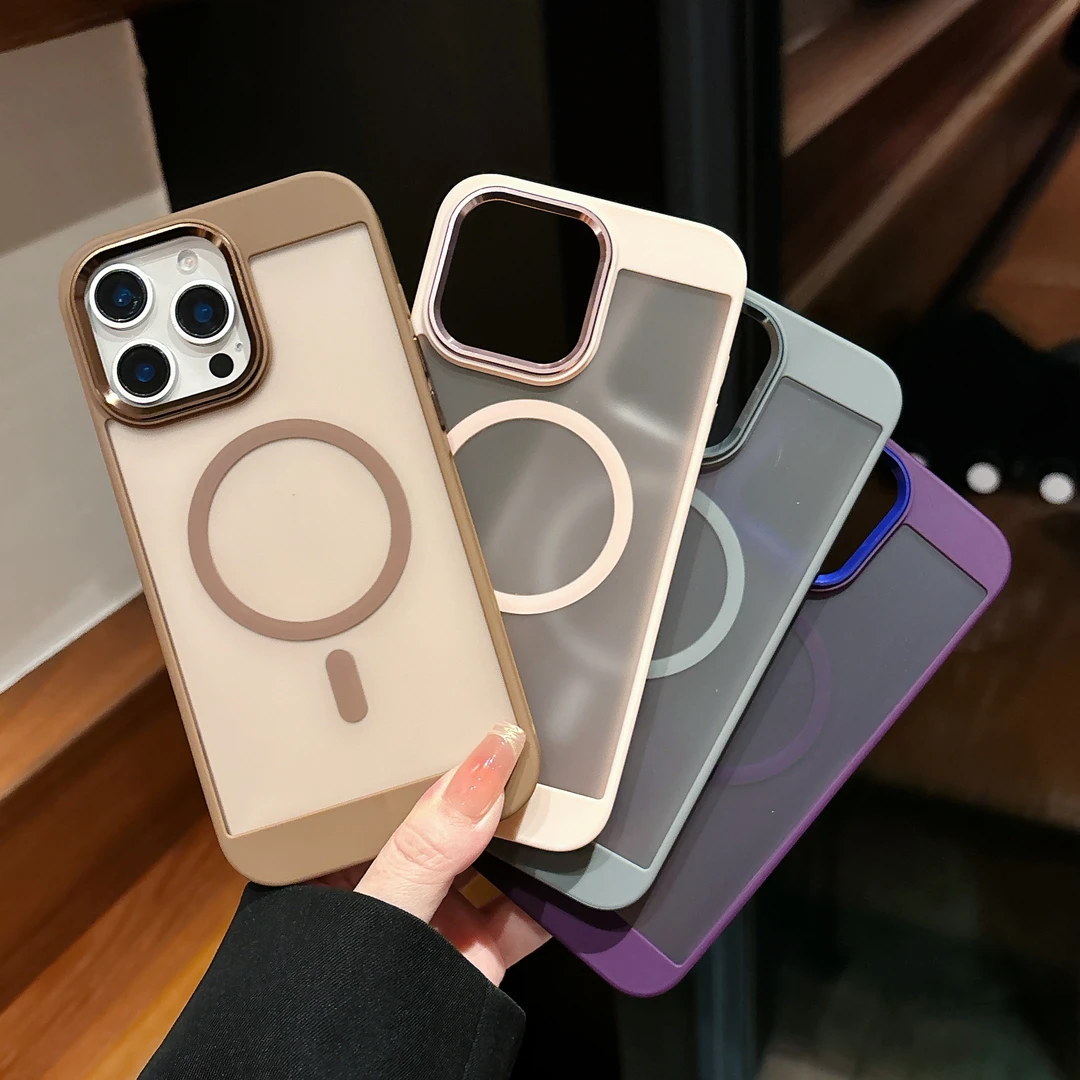 适用iPhone16手机壳肤感磨砂苹果12/13/14/15promax防摔磁吸保护