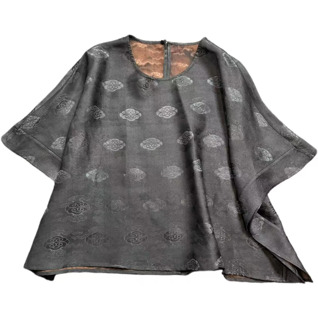 [祥云 · 四经萝]  祥云四经萝老料时尚百搭简约大方短袖上衣