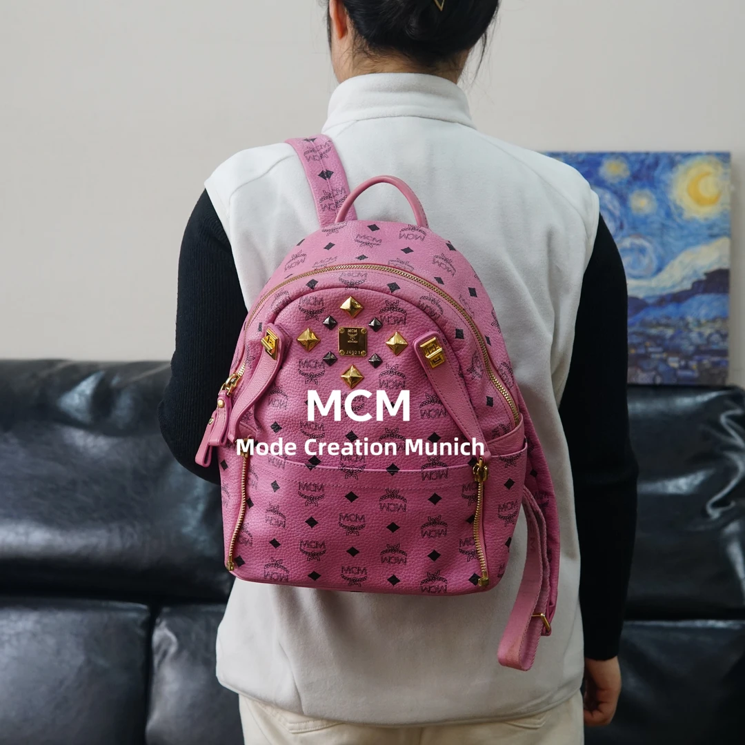 95新 MCM 粉色双肩包/SD12713034/3034