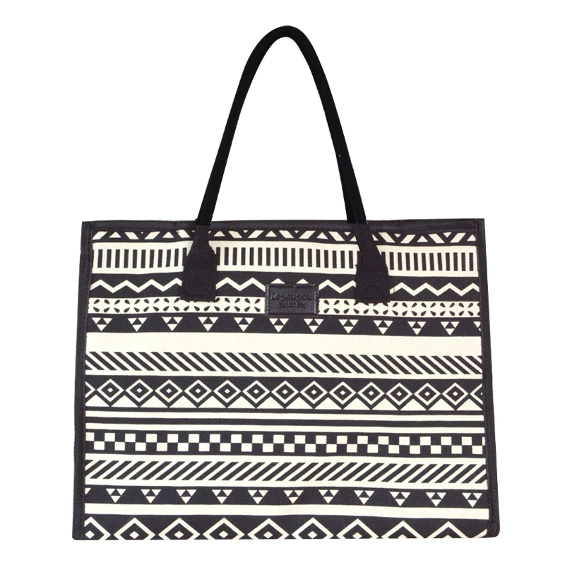乐呦呦民族风通勤休闲气质印花大托特包帆布包包