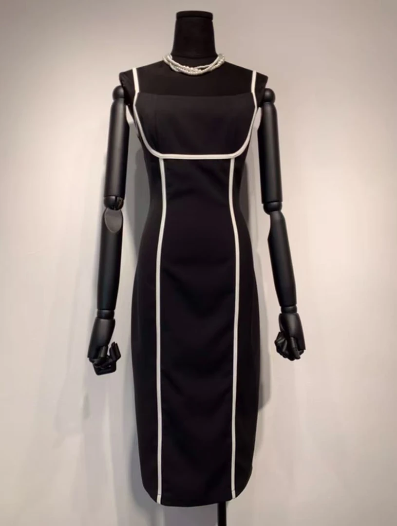 【晨浠定制】新款收腰显瘦气质条纹吊带连衣裙11589