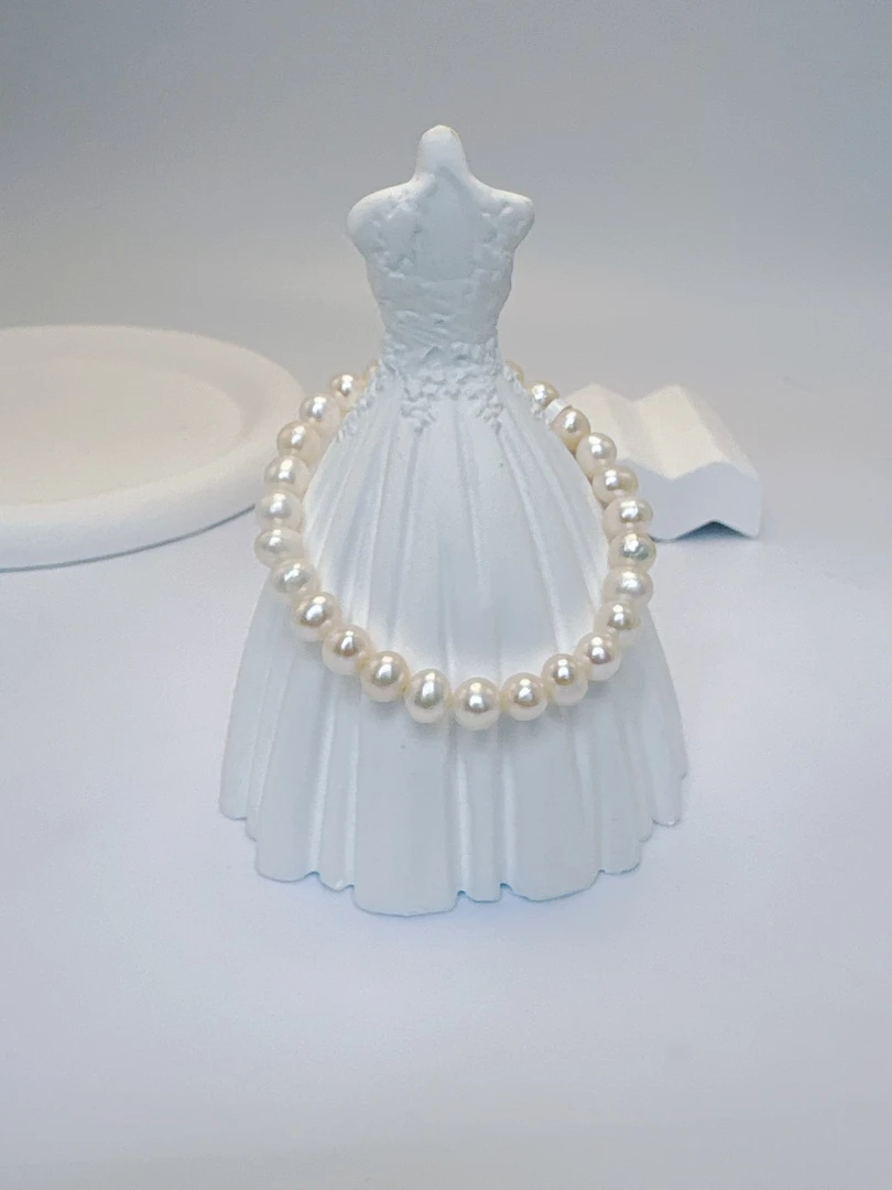 【迪品珠宝】淡水白珠弹力绳手链 6-7MM