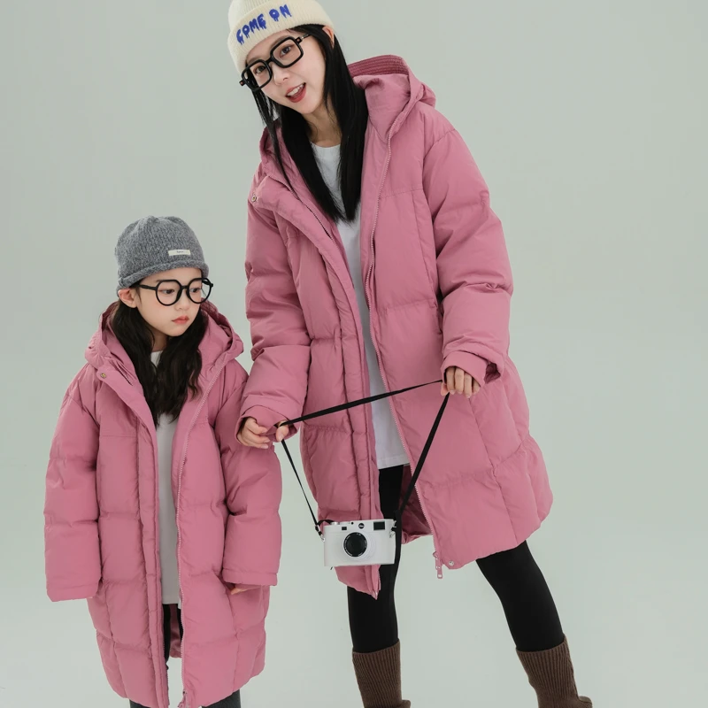 冬季新款亲子款2025时尚过冬长款白鸭绒儿童羽绒服Y026