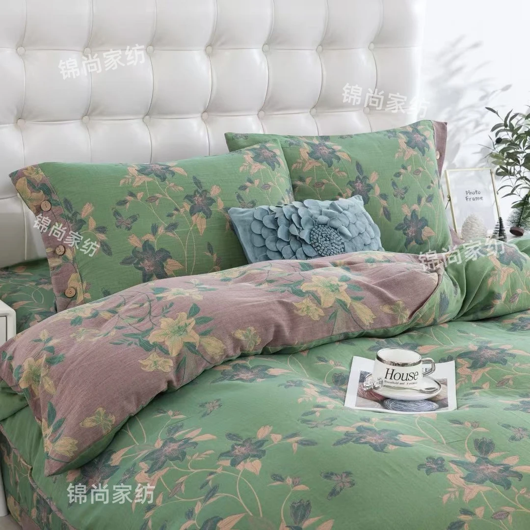 【绿意—枕套】（两只枕套）全棉双层纱