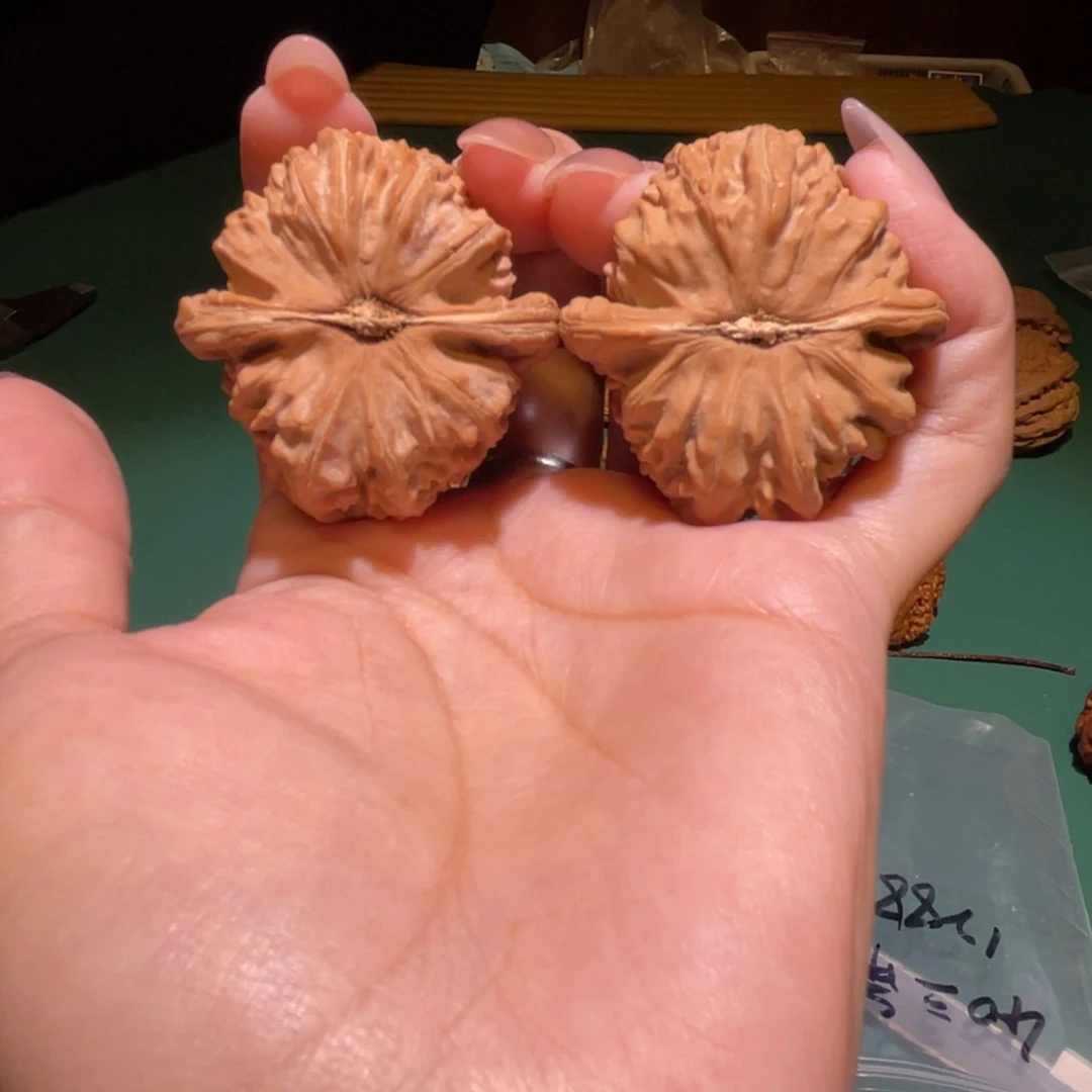 蛋***基文玩核桃把件40三角白