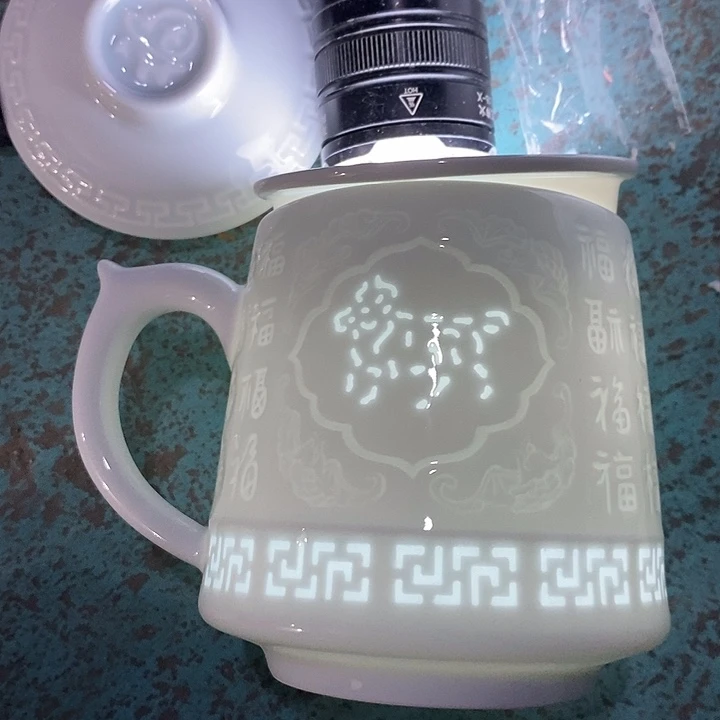 摆件陶生肖玲珑办公杯牛