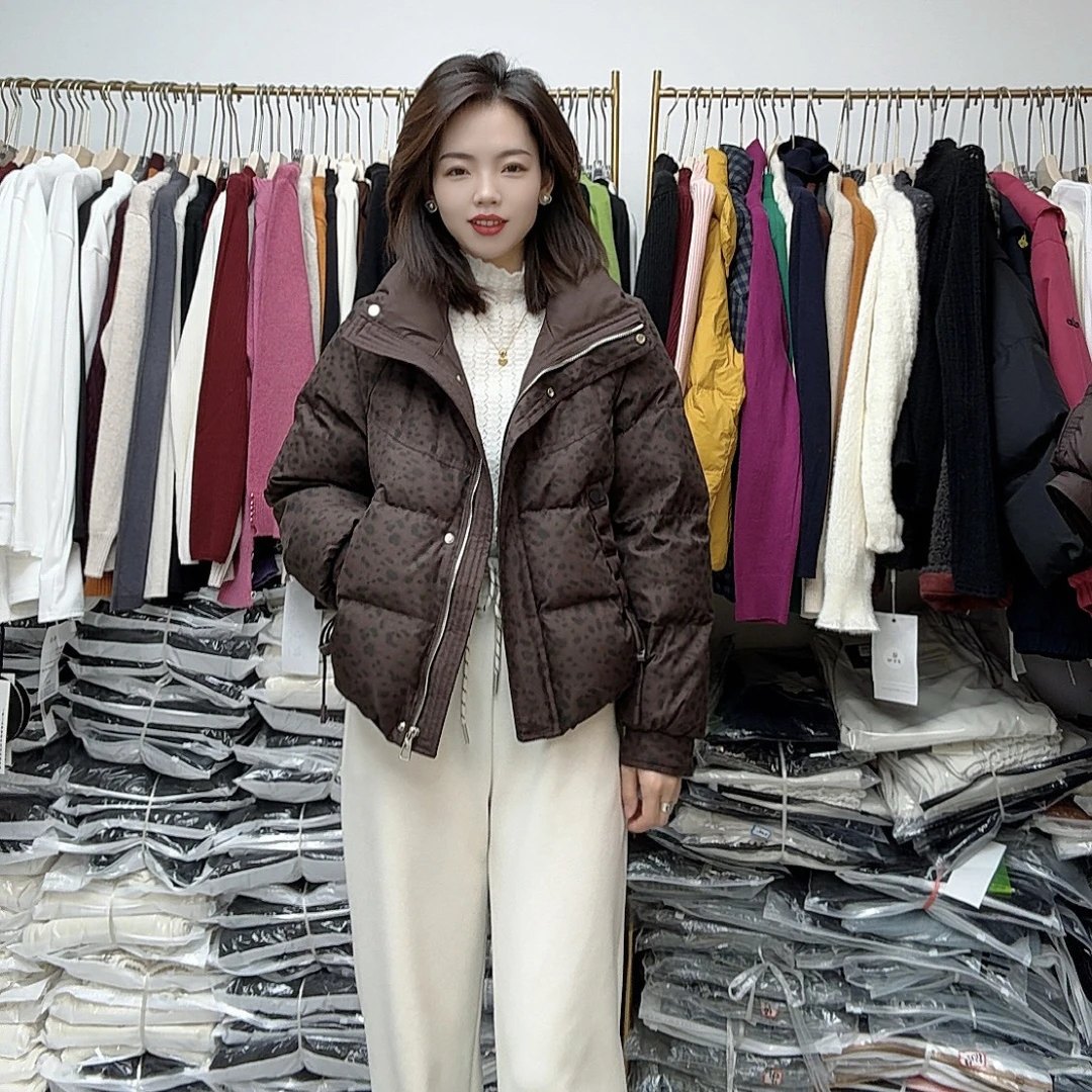 25915 豹纹设计感时尚气质休闲百搭羽绒服