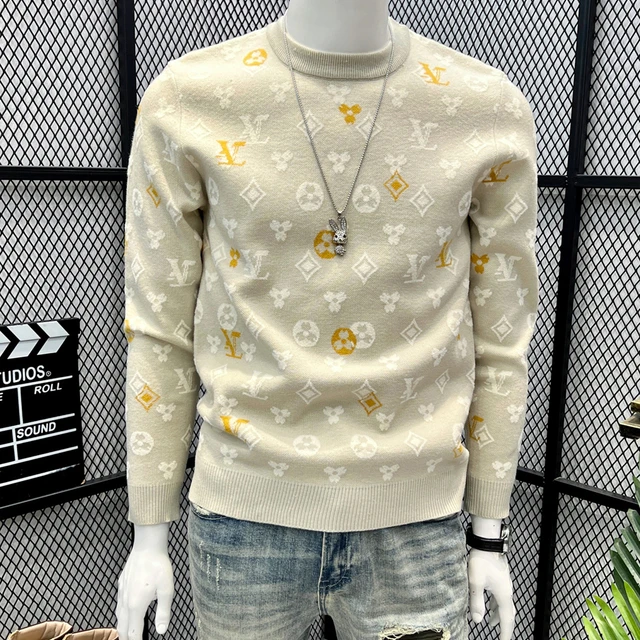 痞帅提花毛衣男潮牌青年内搭线衣打底衫2025新款秋冬季潮流针织衫