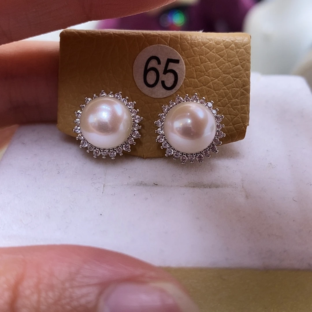 淡水珍珠耳饰银S925镶嵌