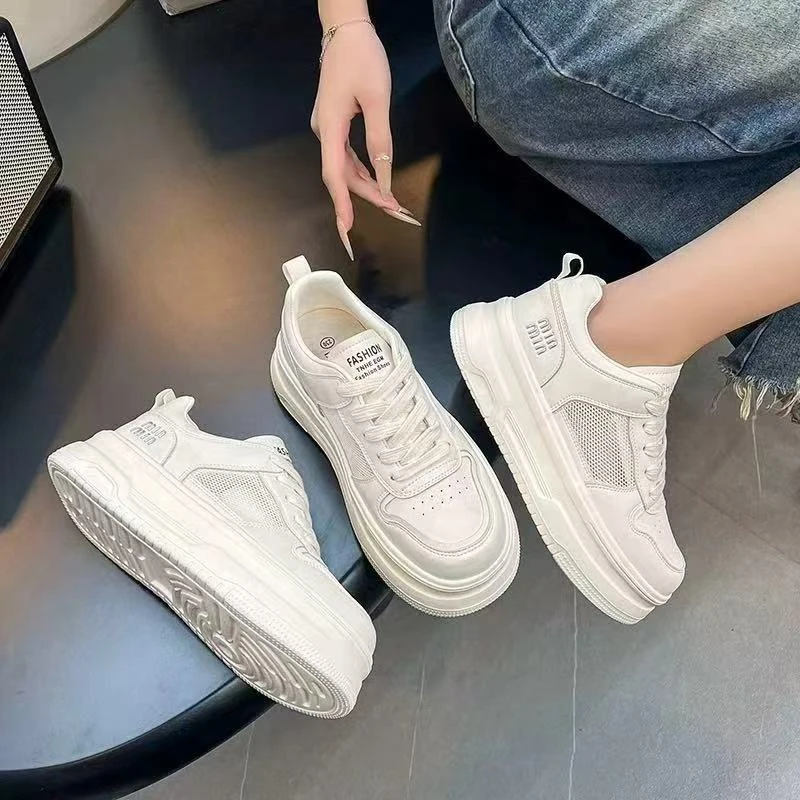 小白鞋透气夏季增高厚底休闲板鞋百搭鞋子板鞋运动风ZB8530