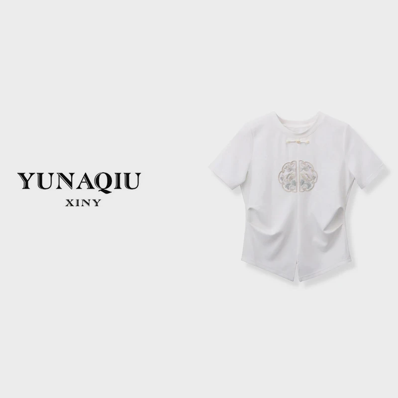 设计师重工中式休闲T恤气质轻奢时尚百搭宽松短袖-5702