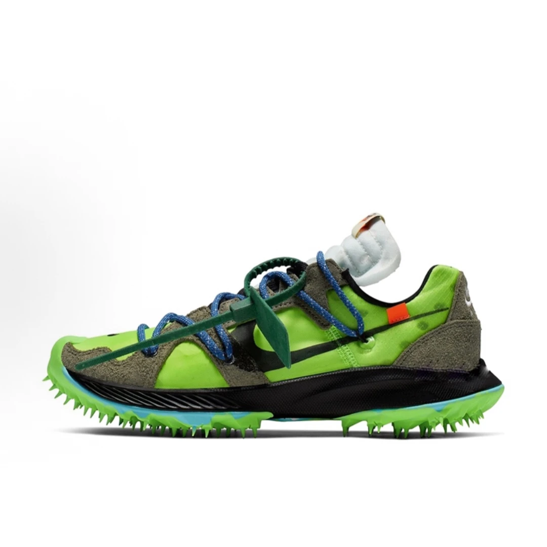 NIKE OFF-WHITE 钉鞋 低帮 跑步鞋 灰绿 原盒 CD8179 300