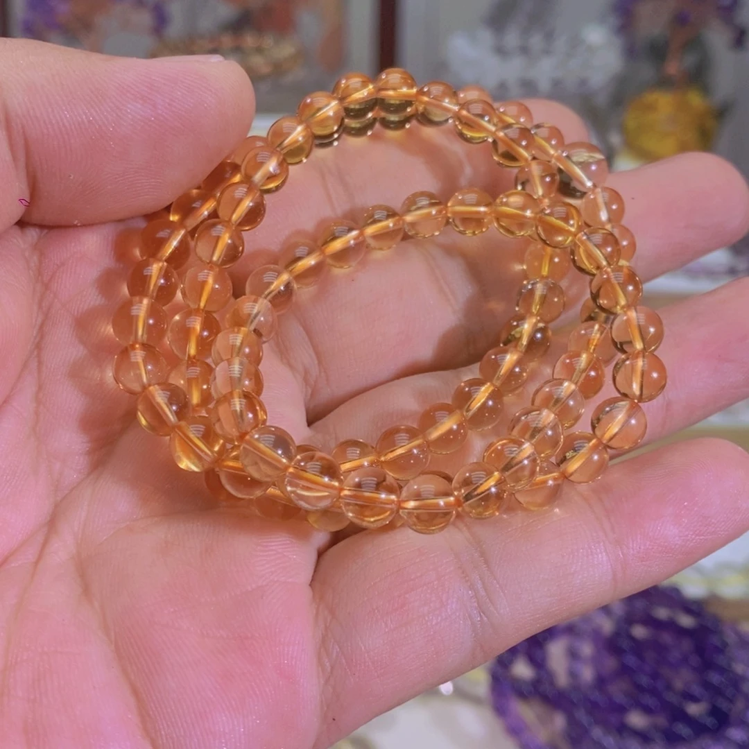 绿水晶手链未镶嵌巴西暴力黄水晶多圈