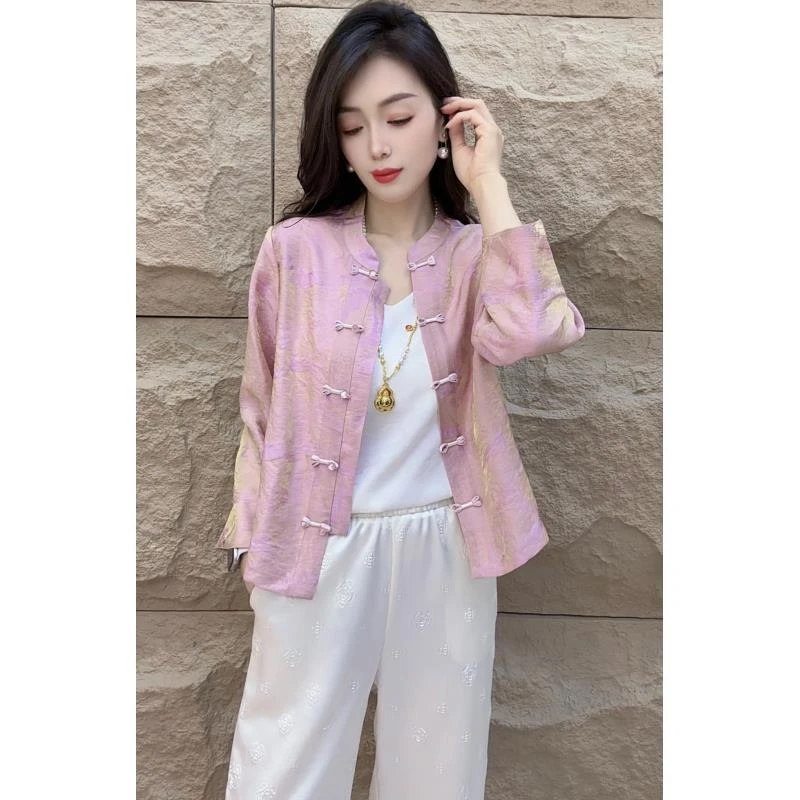 yipinyuxi/依品羽茜2025夏季新款时尚休闲新中式九分袖上衣女外套