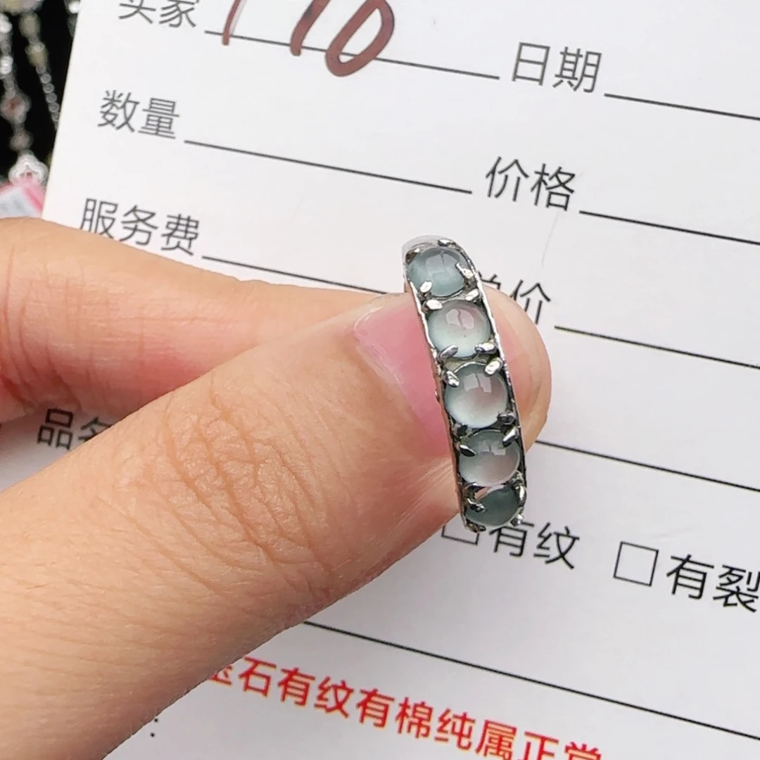 翡翠戒指银S925镶嵌戒指