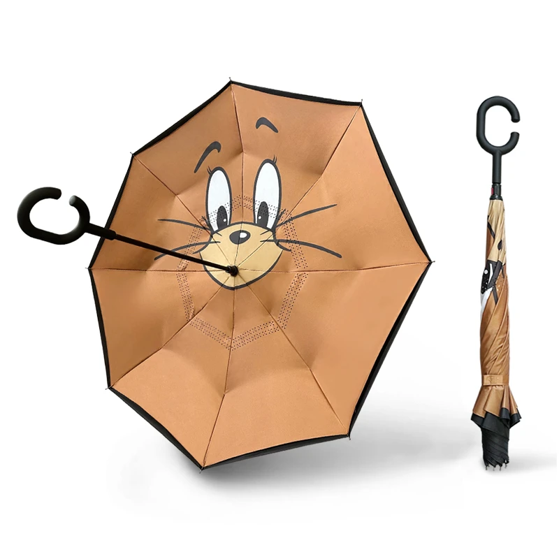 lovefuy/飞恋创意可爱卡通鼠反向伞双层加厚雨伞学生免持式长柄伞