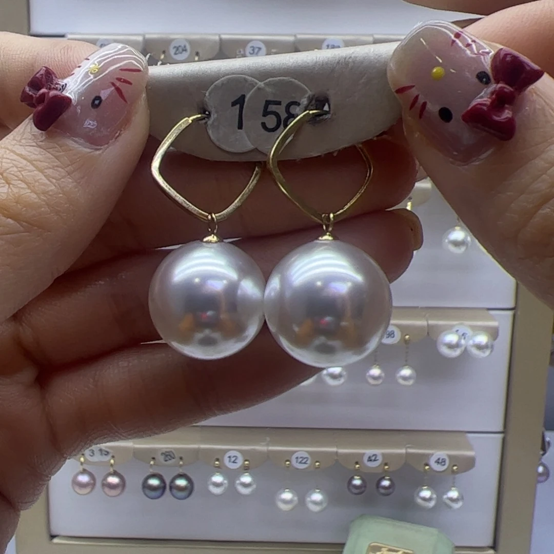 淡水珍珠耳饰18K金镶嵌