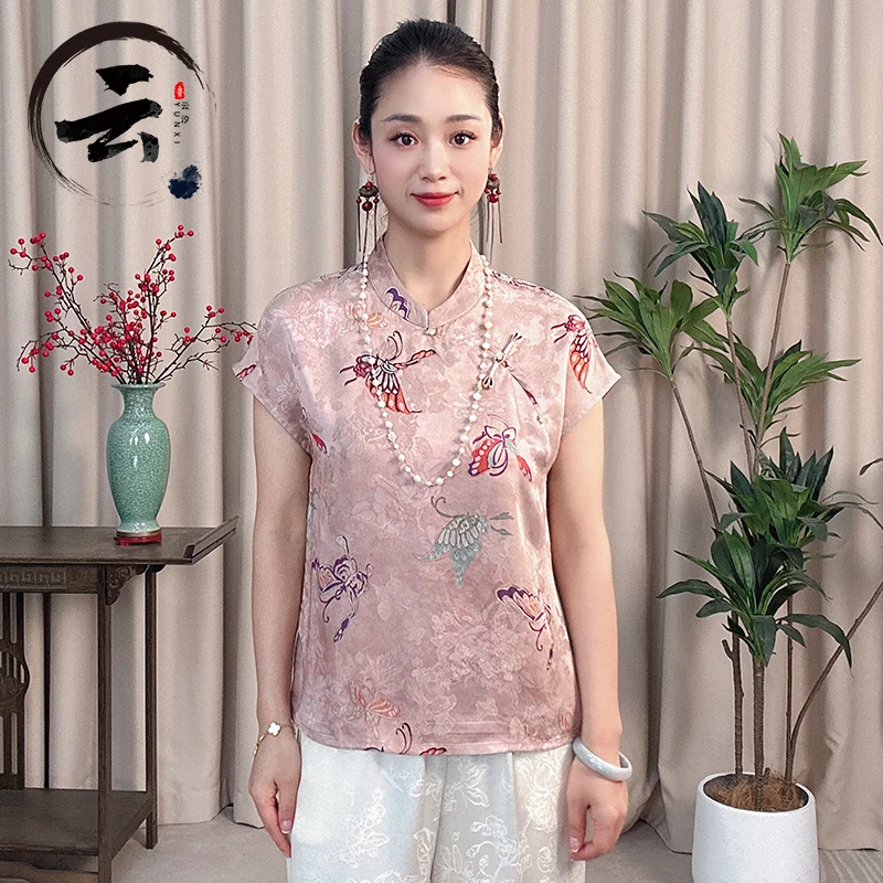 云汐516夏装新款百搭显瘦小立领飞袖小衫