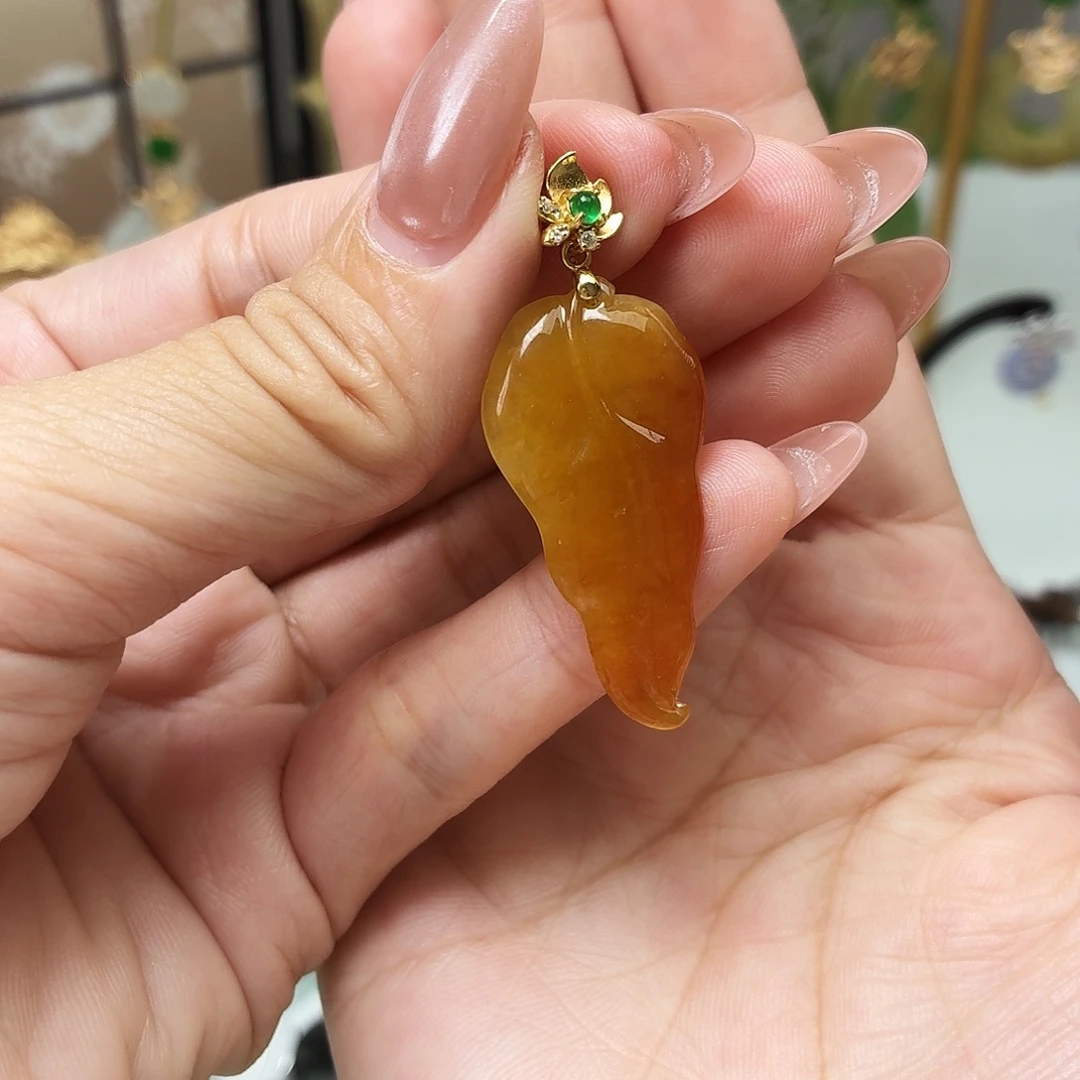 果***果翡翠银S925镶嵌颈饰不含项链