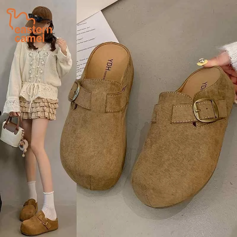东方骆驼女鞋复古包头拖鞋春季新款休闲百搭超火一脚蹬勃肯半拖鞋