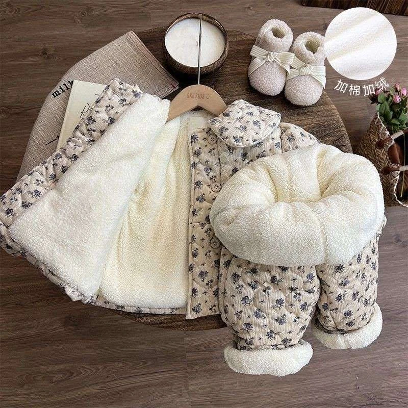 巴拉扣扣儿.童睡衣冬季加厚三层夹棉冬款小女孩女.童加绒加厚保暖