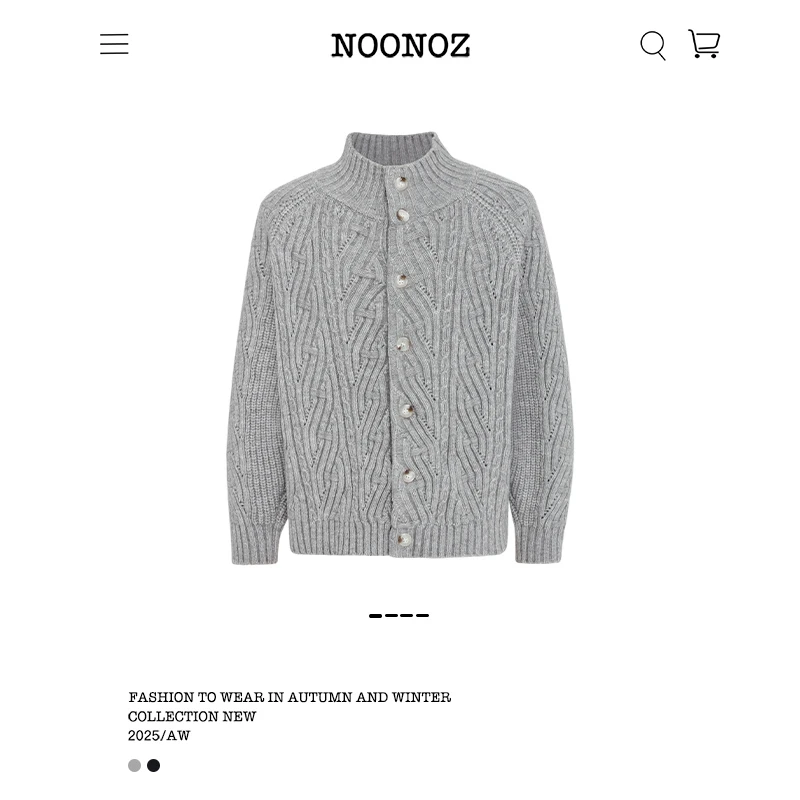 NOONOZ潮牌老钱风绞花开衫毛衣男秋冬慵懒中性风美式保暖针织外套