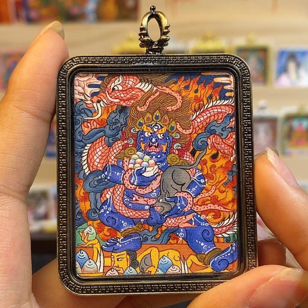 煜***叔吊坠纯手绘唐卡黑财