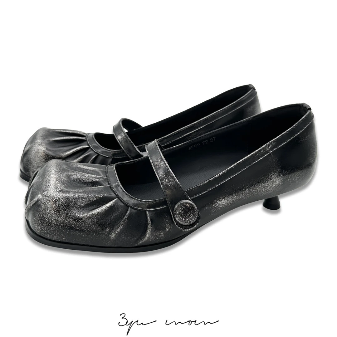 （19）山芋妈妈原创芭蕾鞋擦色复古软妹高跟鞋酒杯跟百搭可爱日系