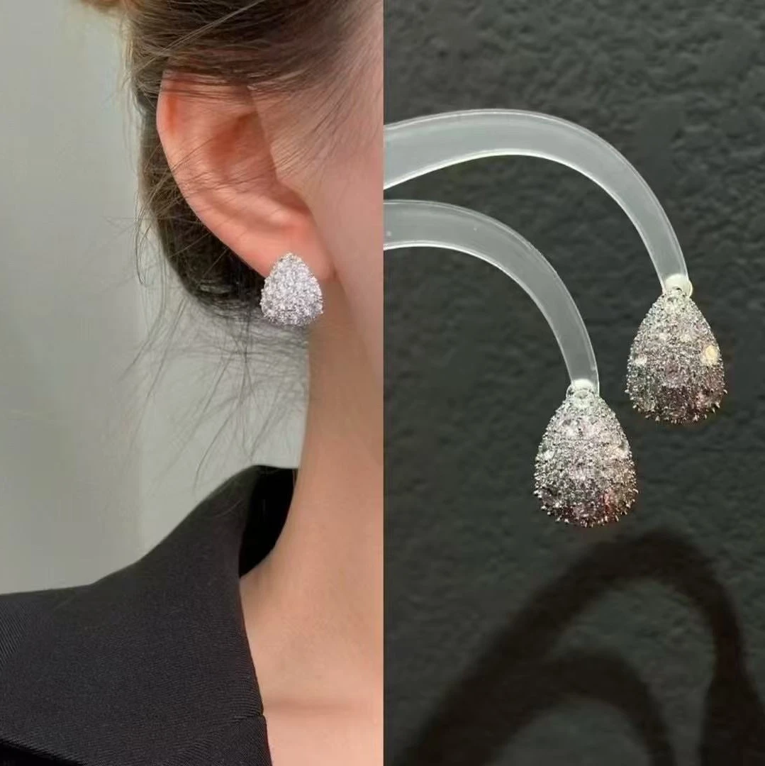 F226银色满告告闪闪耳钉耳饰