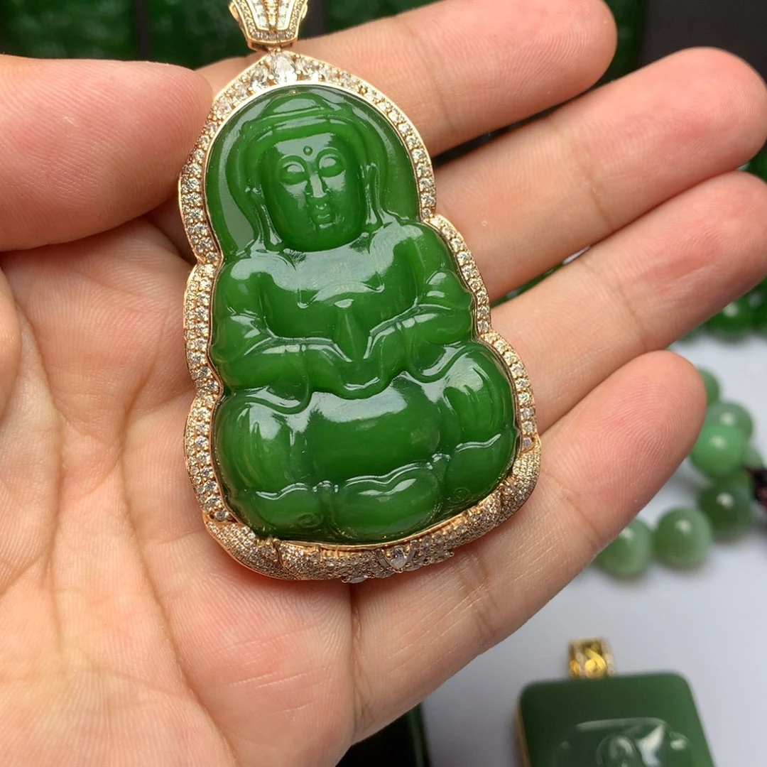 和田玉18K金镶嵌颈饰诸**遂