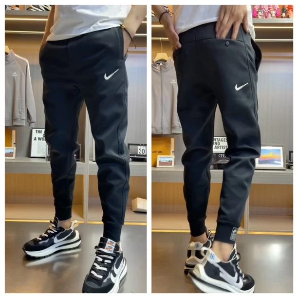 秋冬新款潮流刺绣弹力小脚运动裤男士百搭显瘦长裤纯色休闲裤505