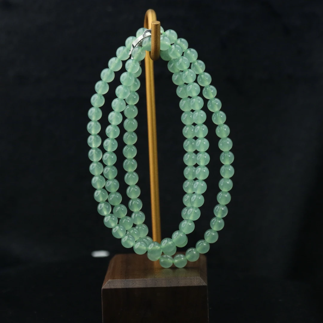 22天然缅甸翡翠A货绿珠链/200228/上海嘉禾拍卖