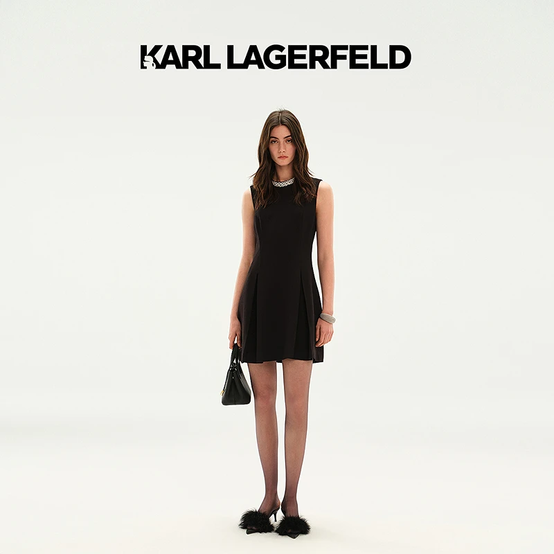 【官方】KARL LAGERFELD卡尔拉格斐2025夏季小黑裙老佛爷M21E1386