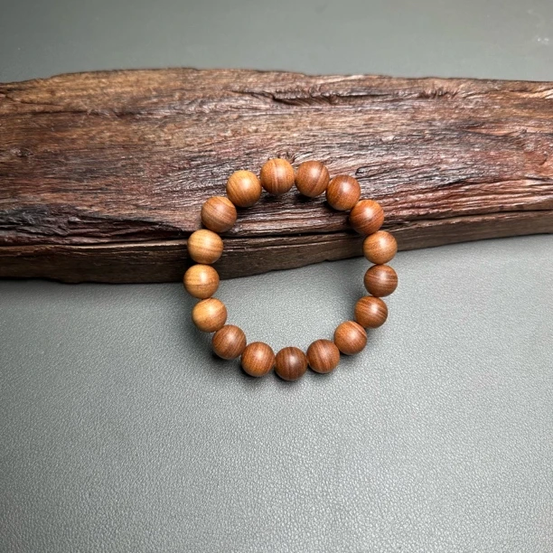 印度迈索尔正区黑肉横纹老山檀手串1.2不沉水无胶无蜡原汁原味