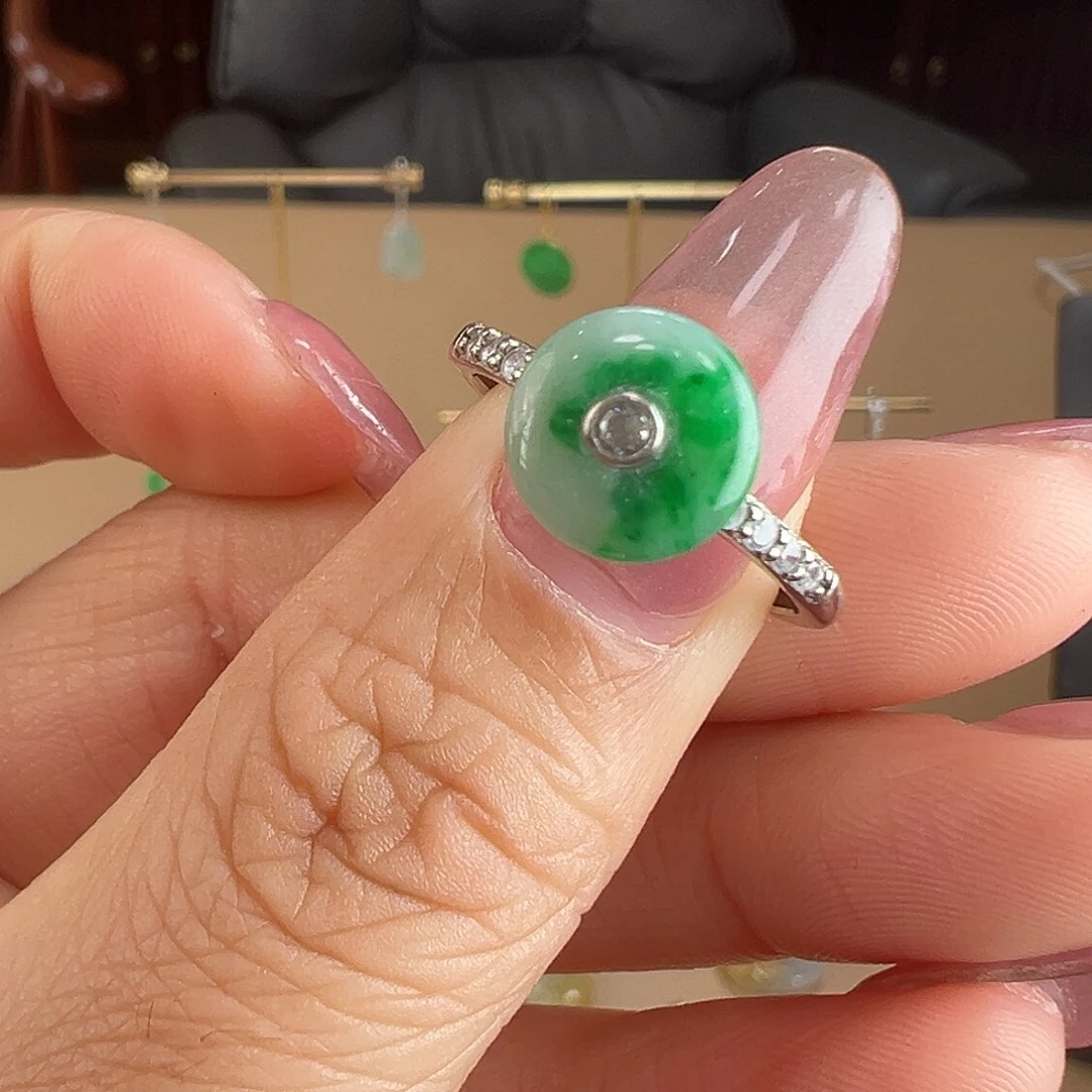 翡翠银S925镶嵌戒指戒指