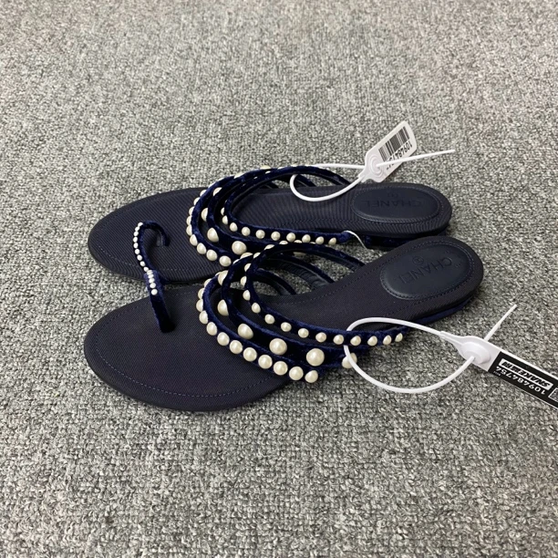 95新 Chanel/香奈儿 98新/香奈儿/37.5码/珍珠链条拖鞋/BF00990