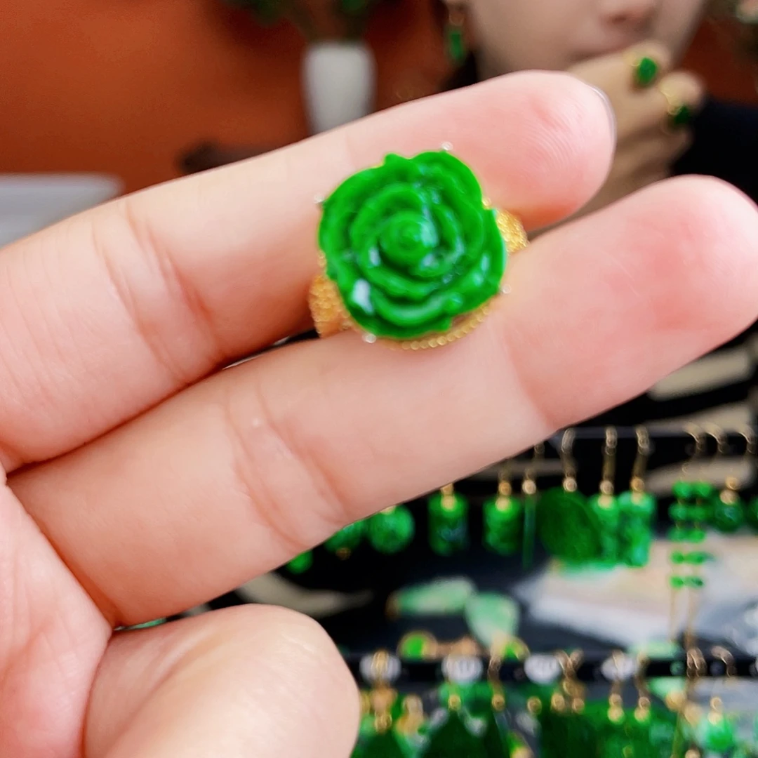 翡翠银S925镶嵌耳饰