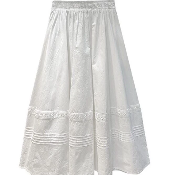 港风蕾丝花边拼接半身裙中长款高腰a字裙伞裙蓬蓬裙2025春夏新款