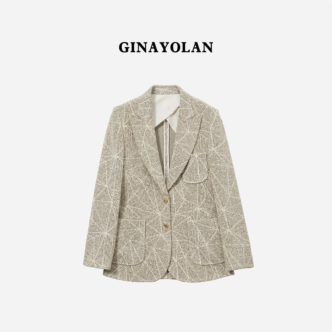 GINAYOLAN/ 瑾颜【设计师系列】意大利进口面料亮时尚定制女士西装
