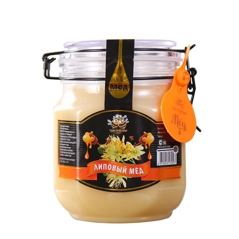 俄罗斯原装进口黑卡扣天然椴树蜂蜜500g1000g经典卡扣椴树蜜