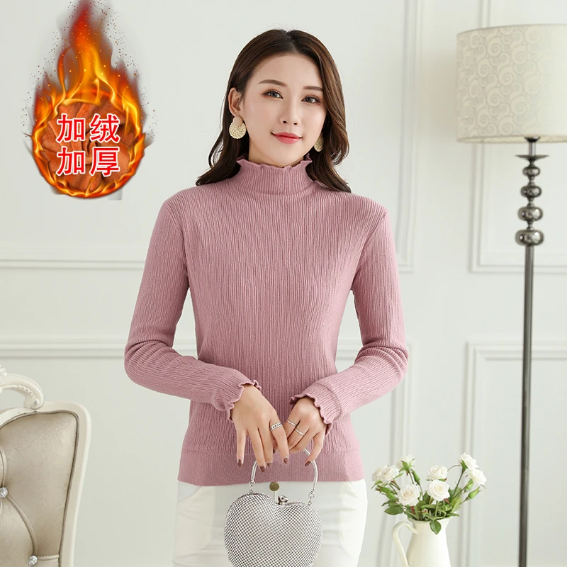 半高领加绒加厚毛衣 短款宽松百搭款 秋冬季保暖