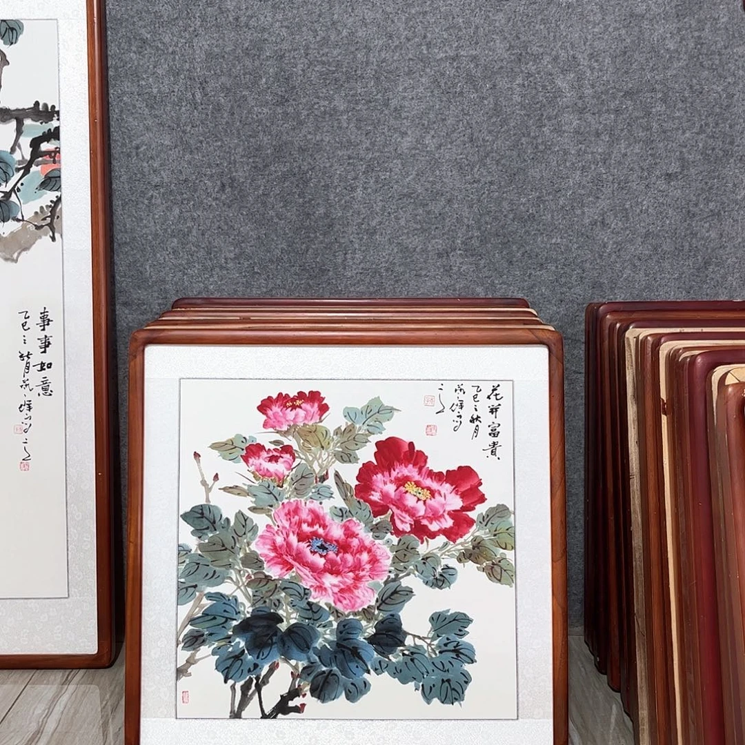 国画书画作品带框63×63