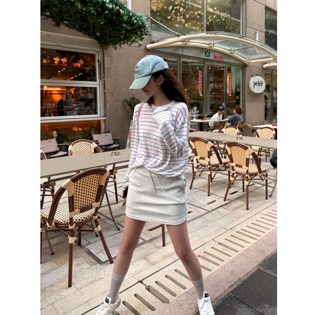 Multi Math显瘦小a裙/早秋休闲防走光运动纯色修身显瘦百搭短裙女