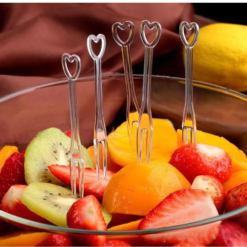 水果叉一次性加厚家用实惠水果签收纳罐餐厅蛋糕甜点便携塑料叉子