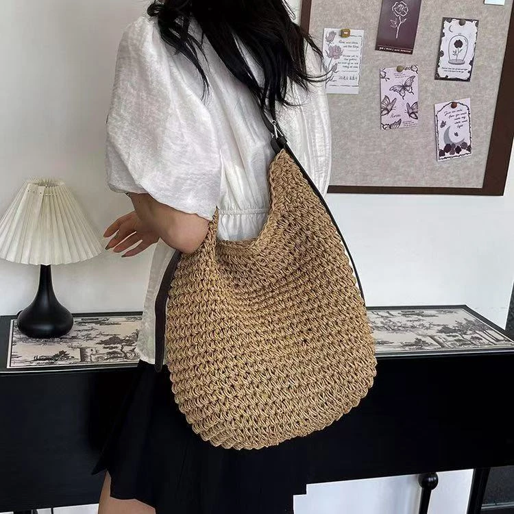 【海外订单】简约质感包潮ins气质淑女包日韩编织包洋气草编1027