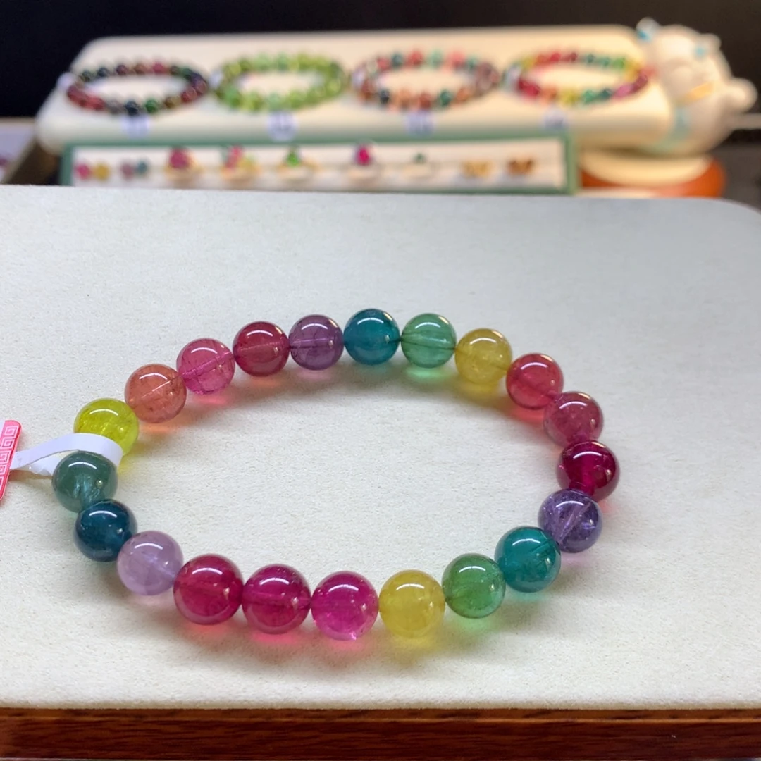 未镶嵌碧玺手串荧光色标9mm