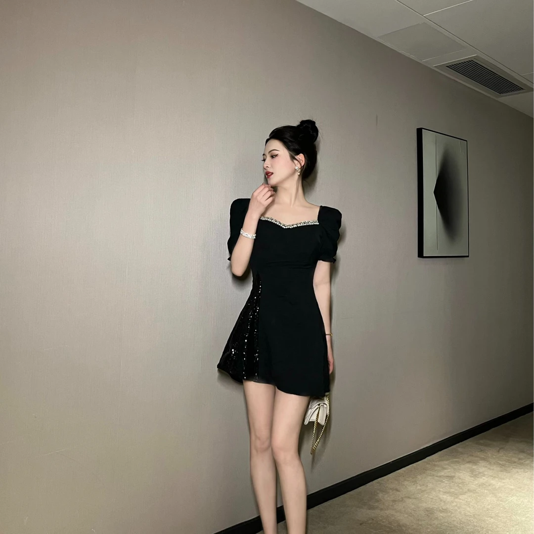 Pretty小众设计师品牌江江定制   复古赫本风气质收腰连衣裙9504